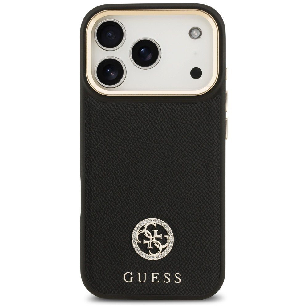 Etui Guess Grained Strass Logo MagSafe do iPhone 17 Pro czarny
